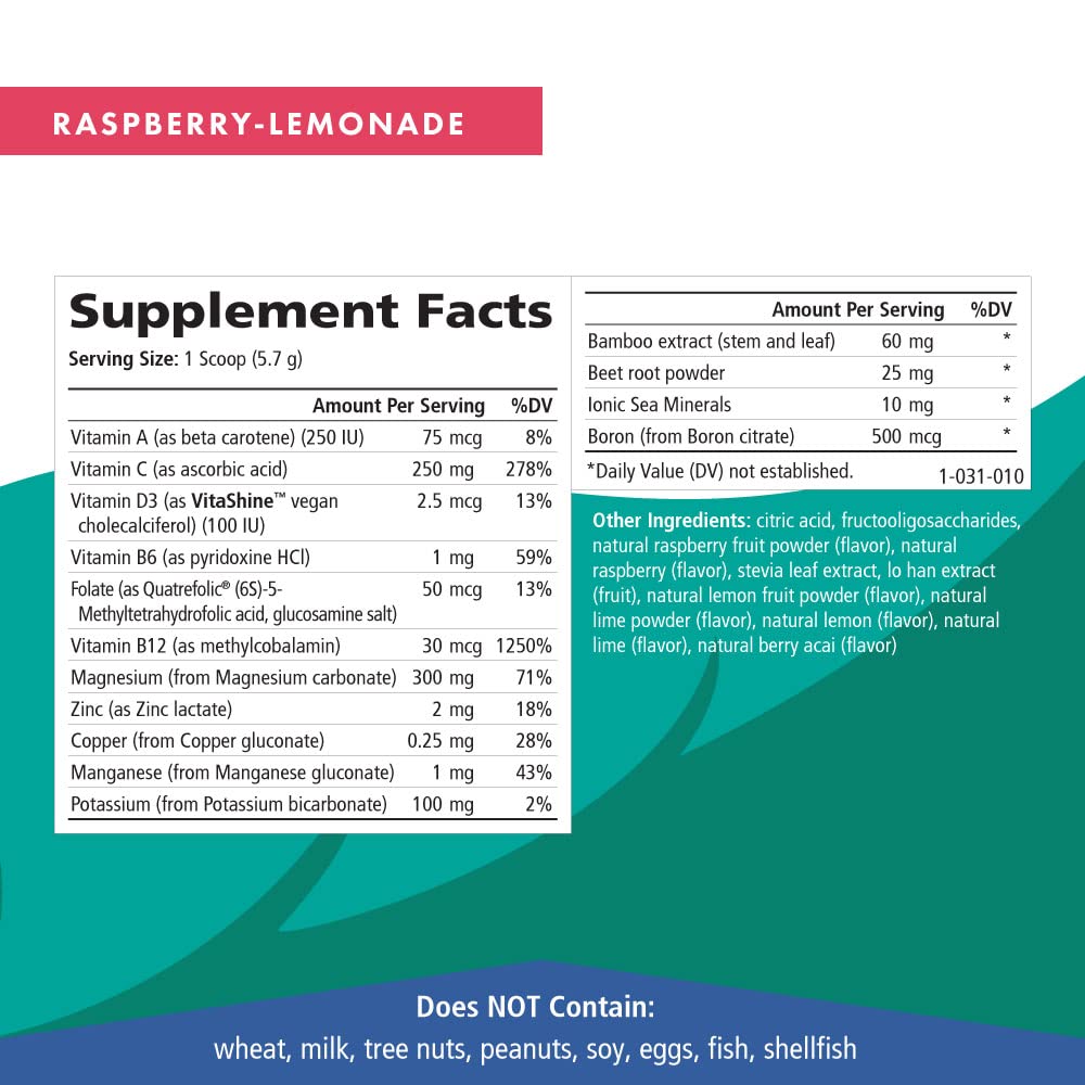 Pure Essence Labs Ionic Fizz Magnesium Plus, Anti-Stress Supplement Drink Powder, Gluten Free and Non-GMO Magnesium Powder, Raspberry Lemonade Flavor, 12.06 oz