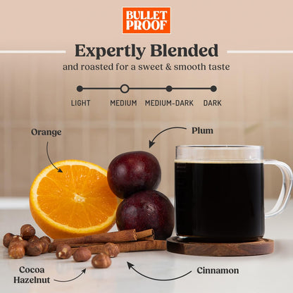 Bulletproof Original Medium Roast Ground Coffee 12 Ounces and Original Medium Roast Ground Decaf 12 Ounces Bundle, 100% Arabica Coffee, Clean Coffee Tested for Toxins, Sustainably Sourced