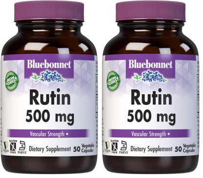 Bluebonnet Nutrition Rutin 500mg (Sophora Japonica) Antioxidant Bioflavonoid for Vascular Support* Vegan, Gluten-Free, Soy-Free - Plant-Based Rutin Supplement - 50 Vegetable Capsules