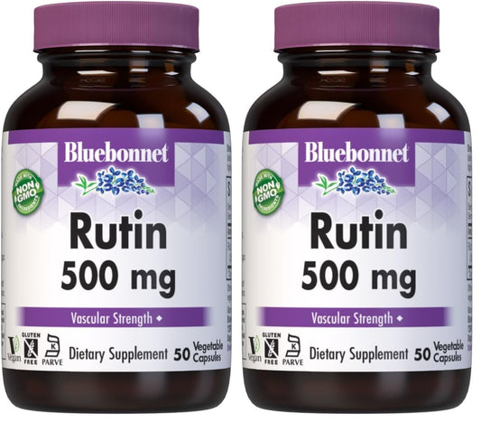 Bluebonnet Nutrition Rutin 500mg (Sophora Japonica) Antioxidant Bioflavonoid for Vascular Support* Vegan, Gluten-Free, Soy-Free - Plant-Based Rutin Supplement - 50 Vegetable Capsules