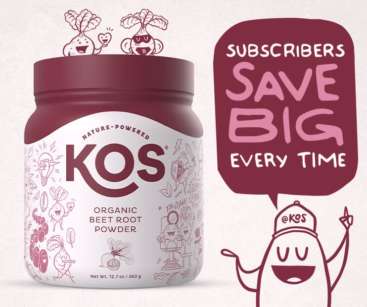 KOS Organic Beet Root Powder - USDA Certified, Nitric Oxide Booster, Non-GMO, Gluten