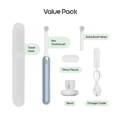 Quip Rev Oscillating Electric Toothbrush, Mirror Mount, Travel, Blue Stone