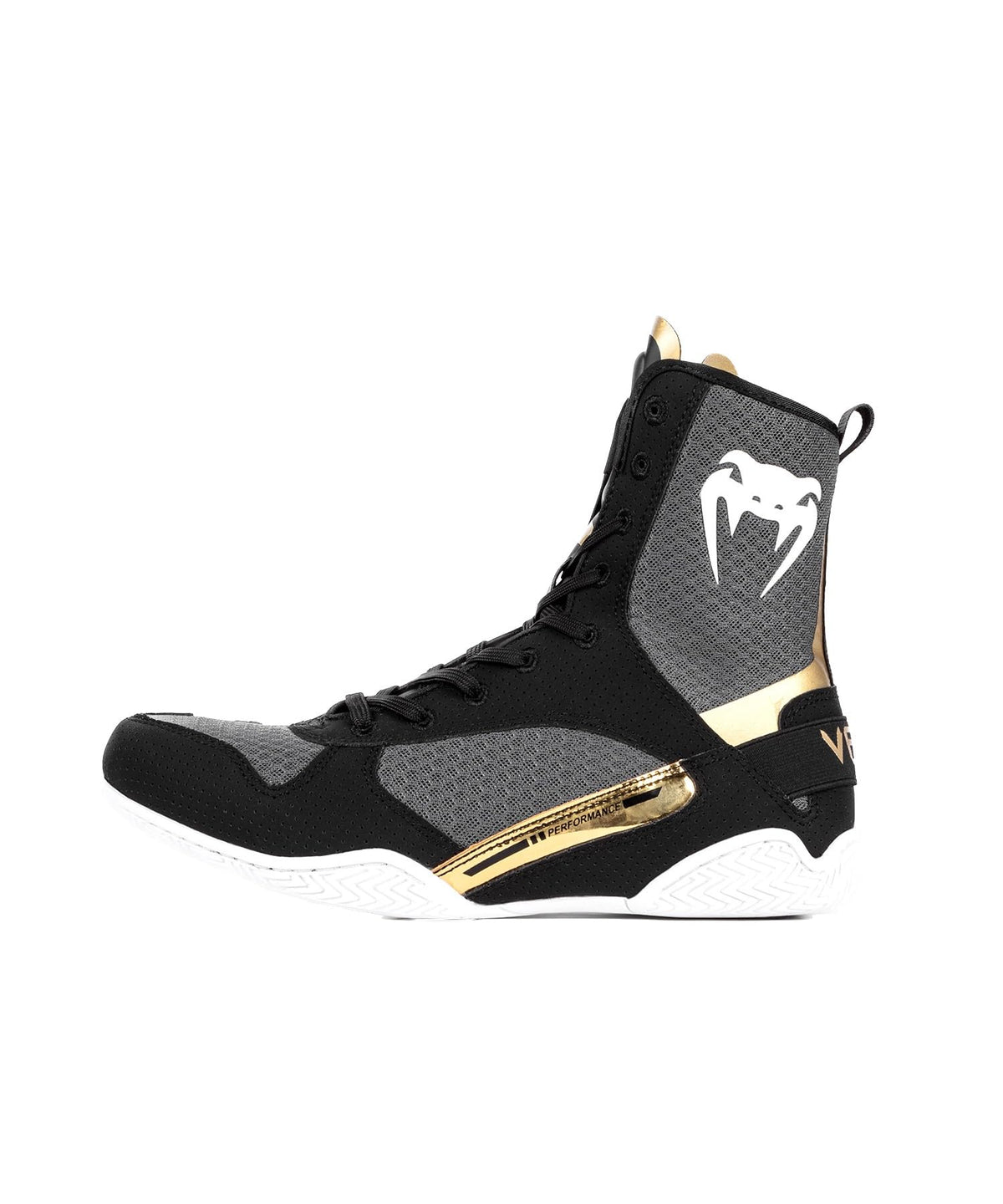 Venum Elite Boxing Shoes - Black/White-Gold
