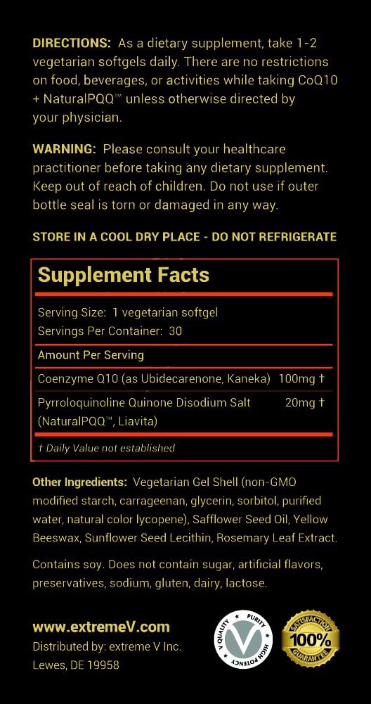 CoQ10 QQ - CoQ10 with Natural PQQ - Vegetarian Softgels