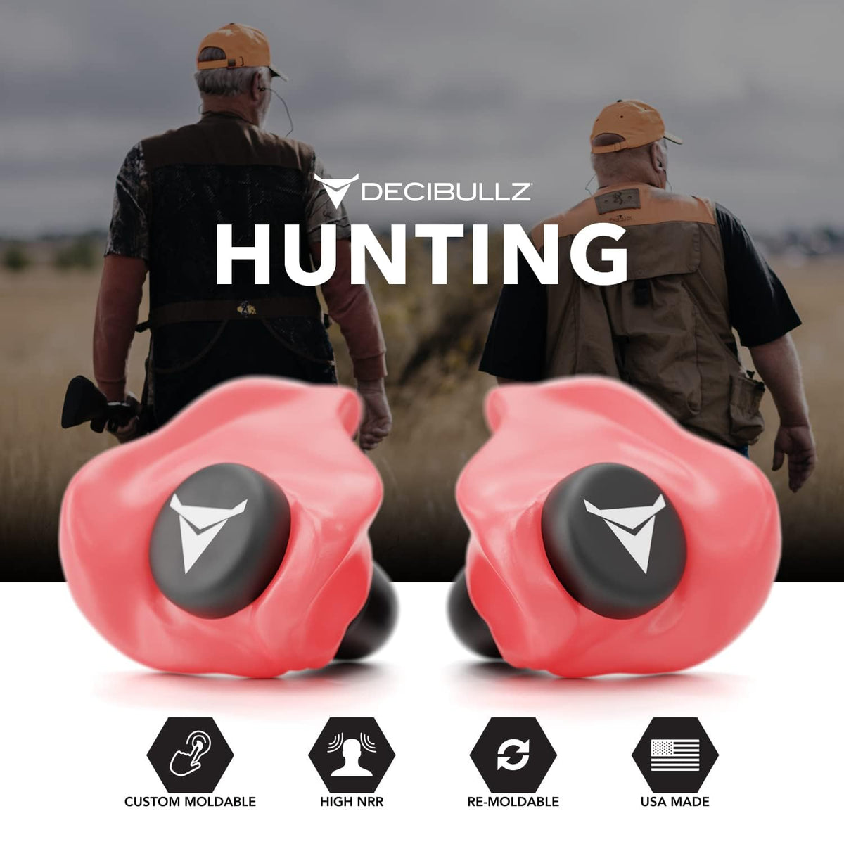 Decibullz - Custom Molded Earplugs, 31dB Highest NRR, Comfortable Hearing Protection