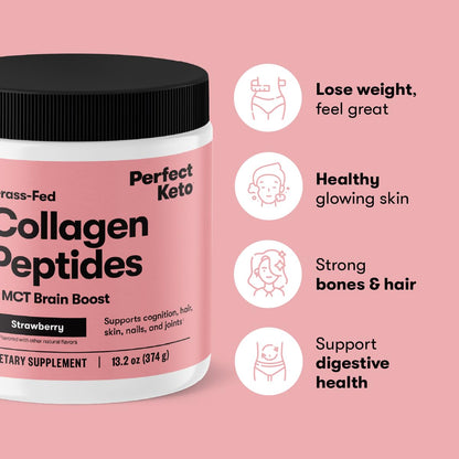 Perfect Keto Collagen Protein Powder with MCT Oil - Grassfed, GF, Multi Supplement