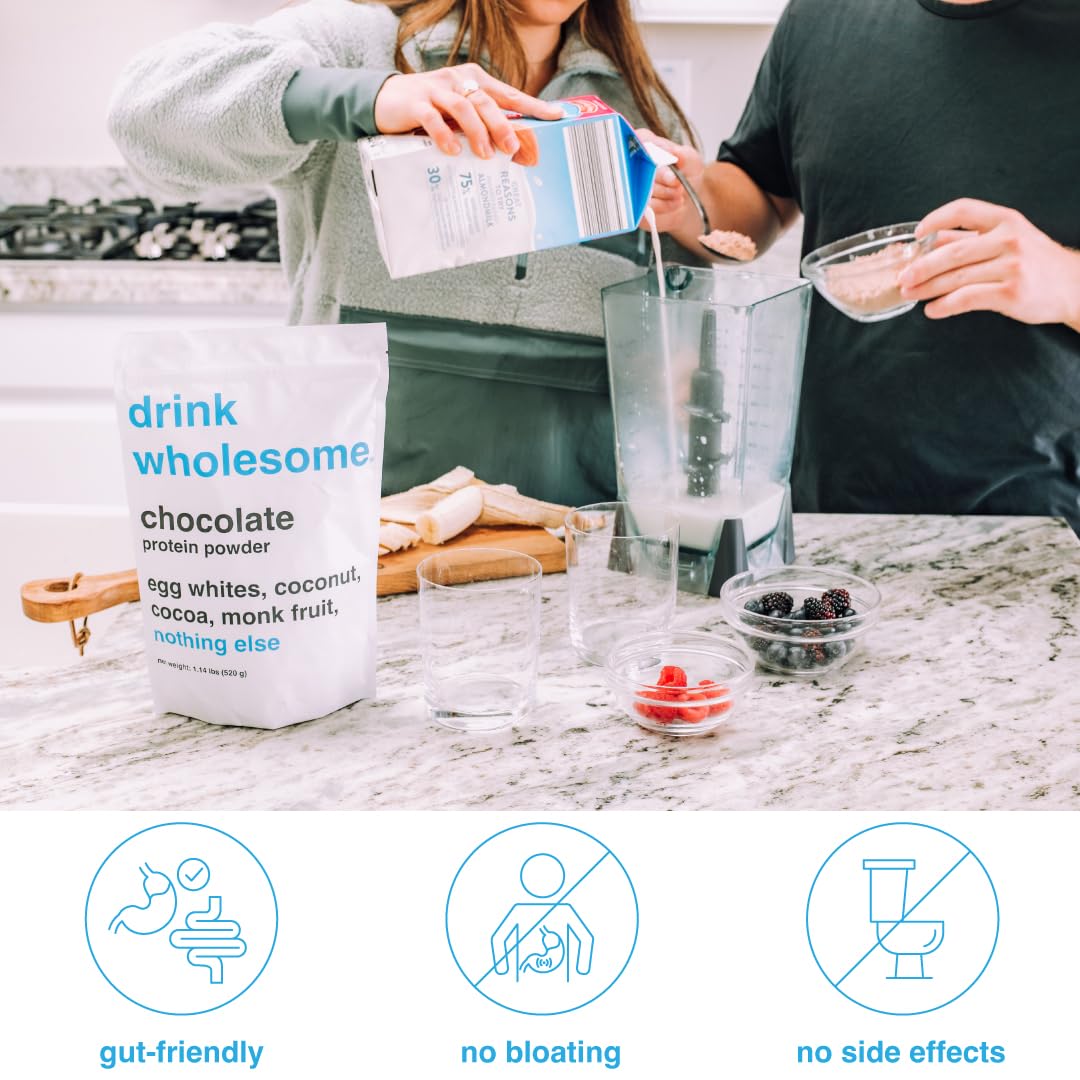 drink wholesome Chocolate Egg White Protein Powder | for Sensitive Stomachs | Easy