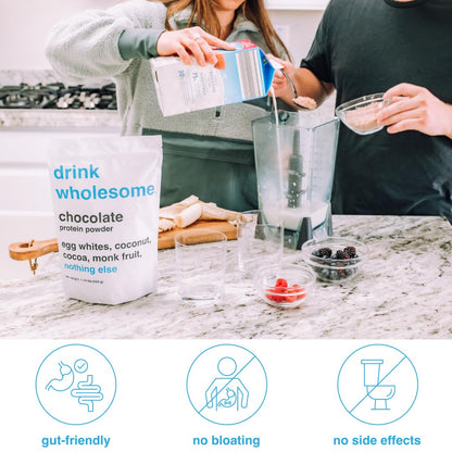 drink wholesome Chocolate Egg White Protein Powder | for Sensitive Stomachs | Easy