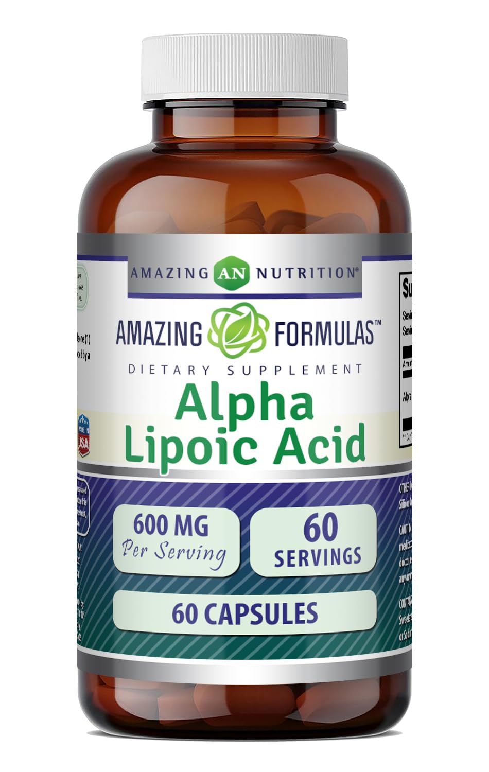 Amazing Formulas Alpha Lipoic Acid | 600 Mg Per Serving Supplement | Capsules | Non-GMO | Gluten Free | Made in USA (1 Pack | 120 Count)