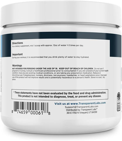 Transparent Labs BCAA Glutamine Powder (30 Servings, Strawberry Lemonade) & Hydrate Electrolytes Powder (40 Servings, Tropical Punch)