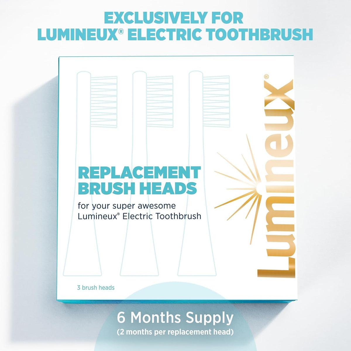 Lumineux Bamboo Replacement Heads Sonic Toothbrush, 3 Pack