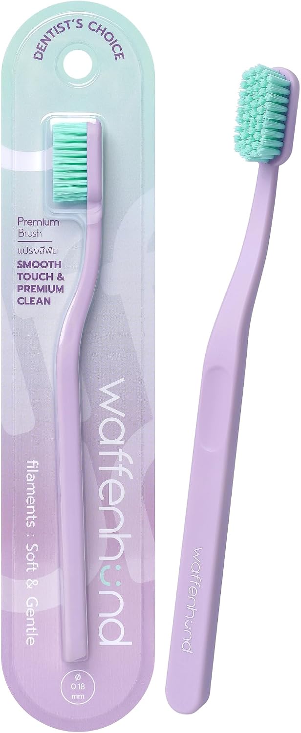 Toothbrush - Premium Soft Toothbrush with 0.18mm Ultra fine bristles. High Density Small Head Toothbrush for Daily Plaque Removal, Gentle Cleaning & Ergonomic Grip (Purple+Green)