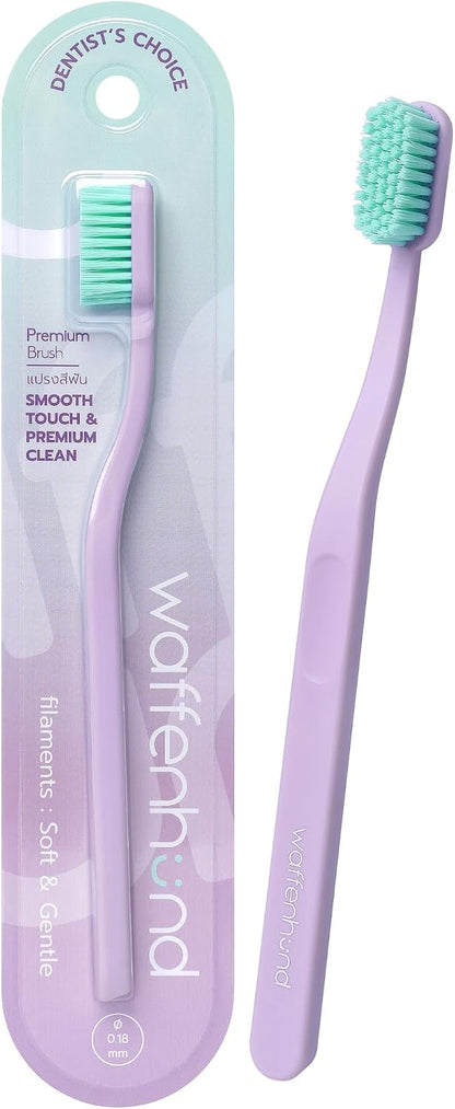 Toothbrush - Premium Soft Toothbrush with 0.18mm Ultra fine bristles. High Density Small Head Toothbrush for Daily Plaque Removal, Gentle Cleaning & Ergonomic Grip (Purple+Green)
