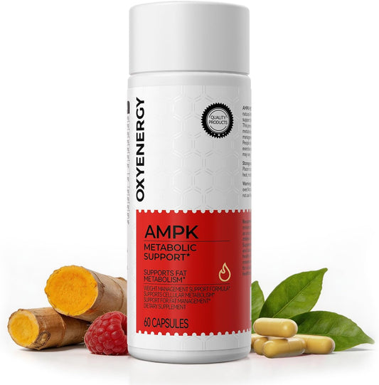 OxyEnergy AMPK Metabolic Activator Weight Loss Supplement for Women & Men, Raspberry Ketones & Green Tea Extract for Fat Burning, Metabolism Boost & Energy Support, 60 Capsules