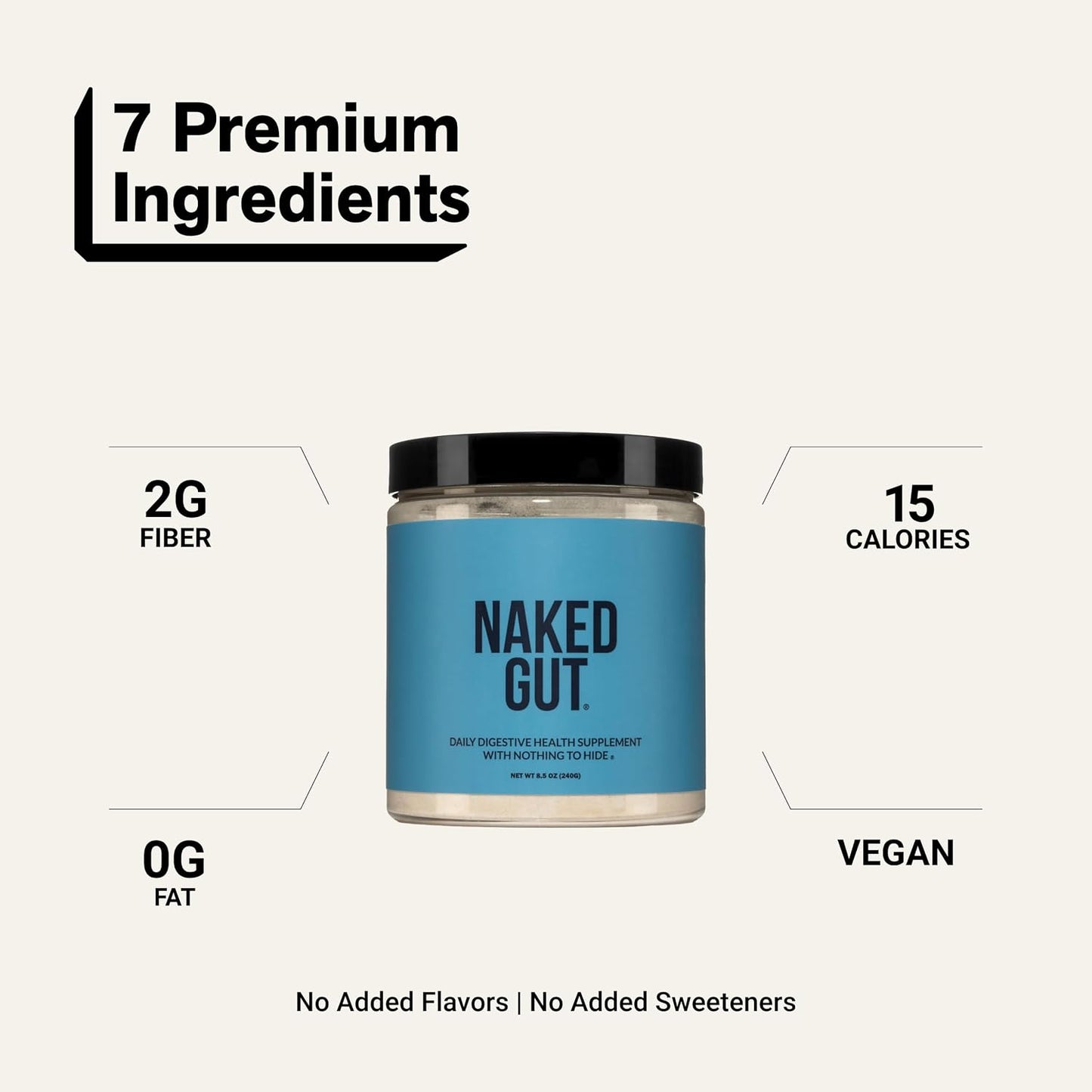 NAKED Gut - Daily Gut Health Supplement - Natural Gut Health Powder for Gut Cleanse, Digestive Support, GMO-Free, Soy-Free, Gluten-Free, Vegan and Hypoallergenic, 40 Servings
