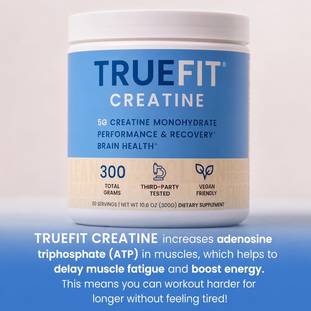 TrueFit Creatine Monohydrate Powder for Women & Men - 5g Pure Micronized | Premium Creatine Monohydrate for Strength, Lean Muscle, Recovery + Focus & Brain Health - Mixes Clean, Third Party Tested