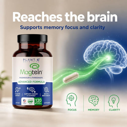 Magnesium L-Threonate Capsules – Brain & Sleep Support – 144mg Elemental Magnesium per Serving – High Absorption Cognitive & Memory Support – 120 Capsules