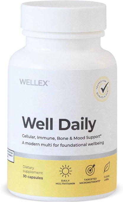 Wellex Well Daily – Modern Multivitamin – Bioavailable Nutrients for Immune, Cellular & Bone Health Support