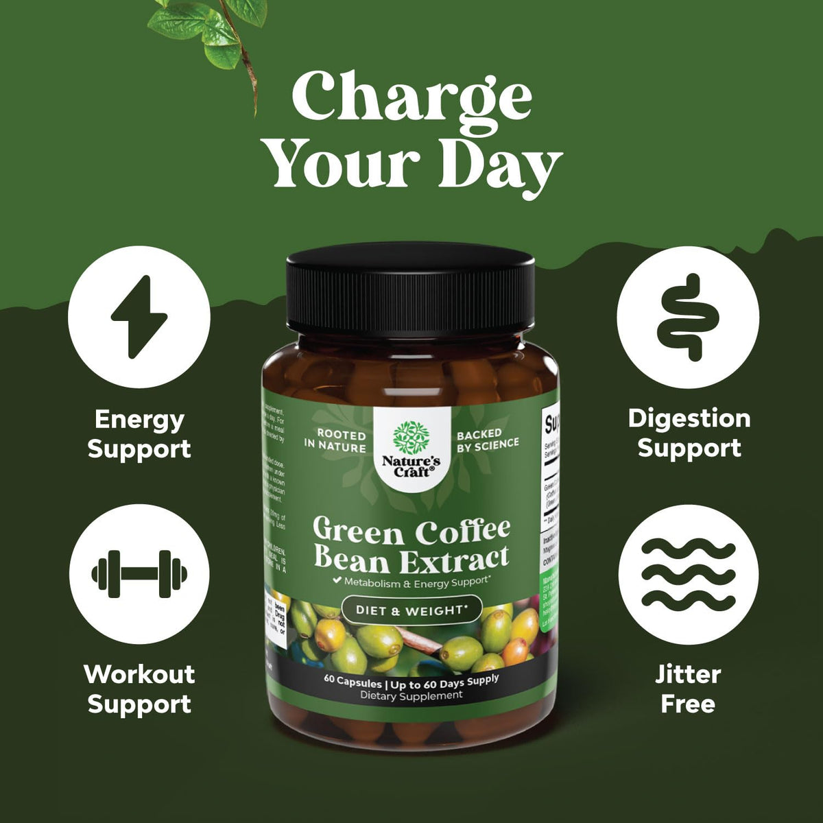Pure Green Coffee Bean Extract - Super Energizing Green Coffee Extract with 50% Chlorogenic