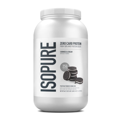 Isopure Zero Carb 100% Pure Whey Isolate Protein Powder, Gluten Free, With Vitamins, Cookies & Cream, 25g Protein Per Serving, 1 Lb, 15 Servings (Packaging May Vary)