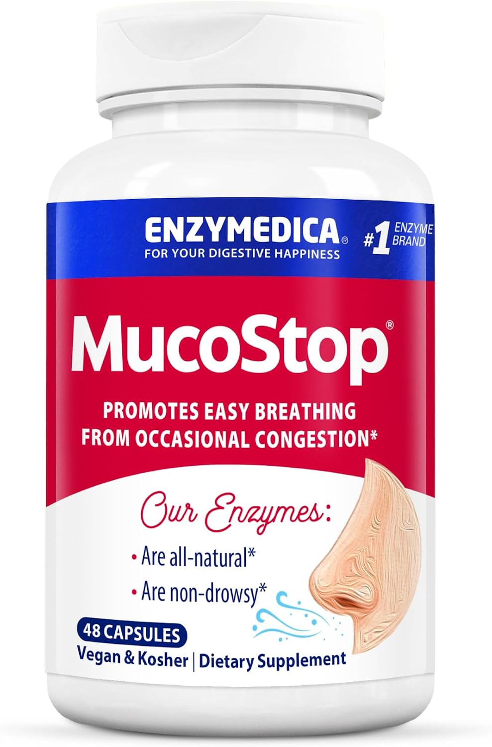 Enzymedica MucoStop Caps - Helps Clear Mucus - 48 Capsules