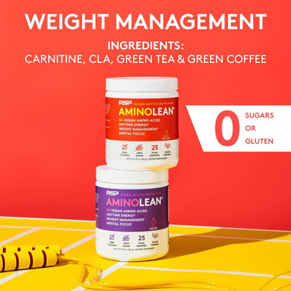 AminoLean Natural Pre Workout Powder & Amino Energy with Vegan BCAA + EAA | Jitter-Free Amino Energy Preworkout with Amino Acids & Weight Management for Women & Men - Naturally Sweetened, Vegan