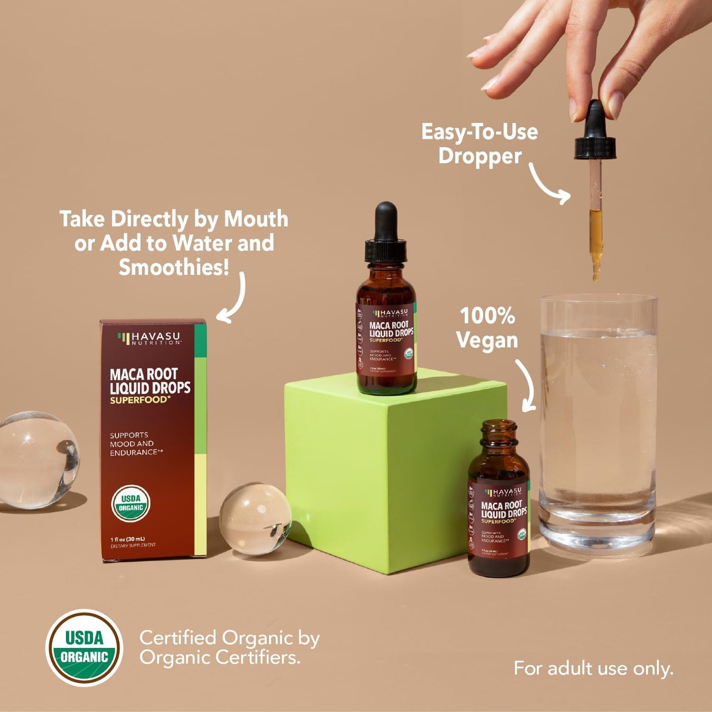 Organic Maca Root Liquid, Unflavored, 1fl oz, Supports Hormone Balance | Organic Maca Root Liquid Drops, Mood, Energy in Women & Men, Lepidium Meyenii to Support Performance & Vitality, Non-GMO