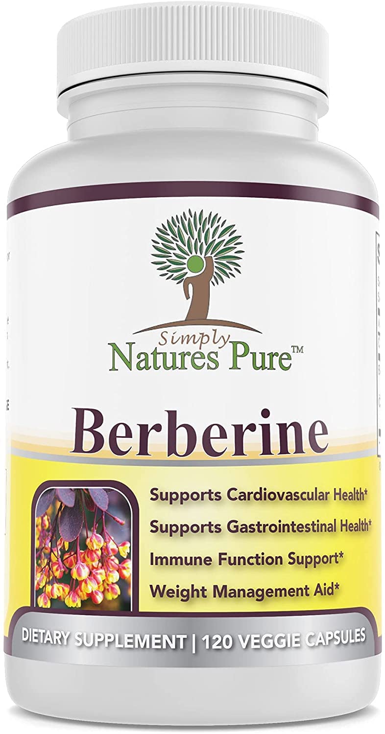 Simply Natures Pure Premium Berberine HCl 500mg - 120 Capsules - Cardiovascular Gastrointestinal Immune Support - Chromium Cinnamon