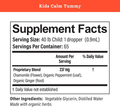 SPRIGS Kids Calm Tummy | Herbal Drops for Children with Organic Peppermint Ginger Chamomile | Drops for Stomach Comfort Healthy Digestion Gas Relief Gentle Liquid Kids Tummy Relief Calm Kid - 2 Fl Oz
