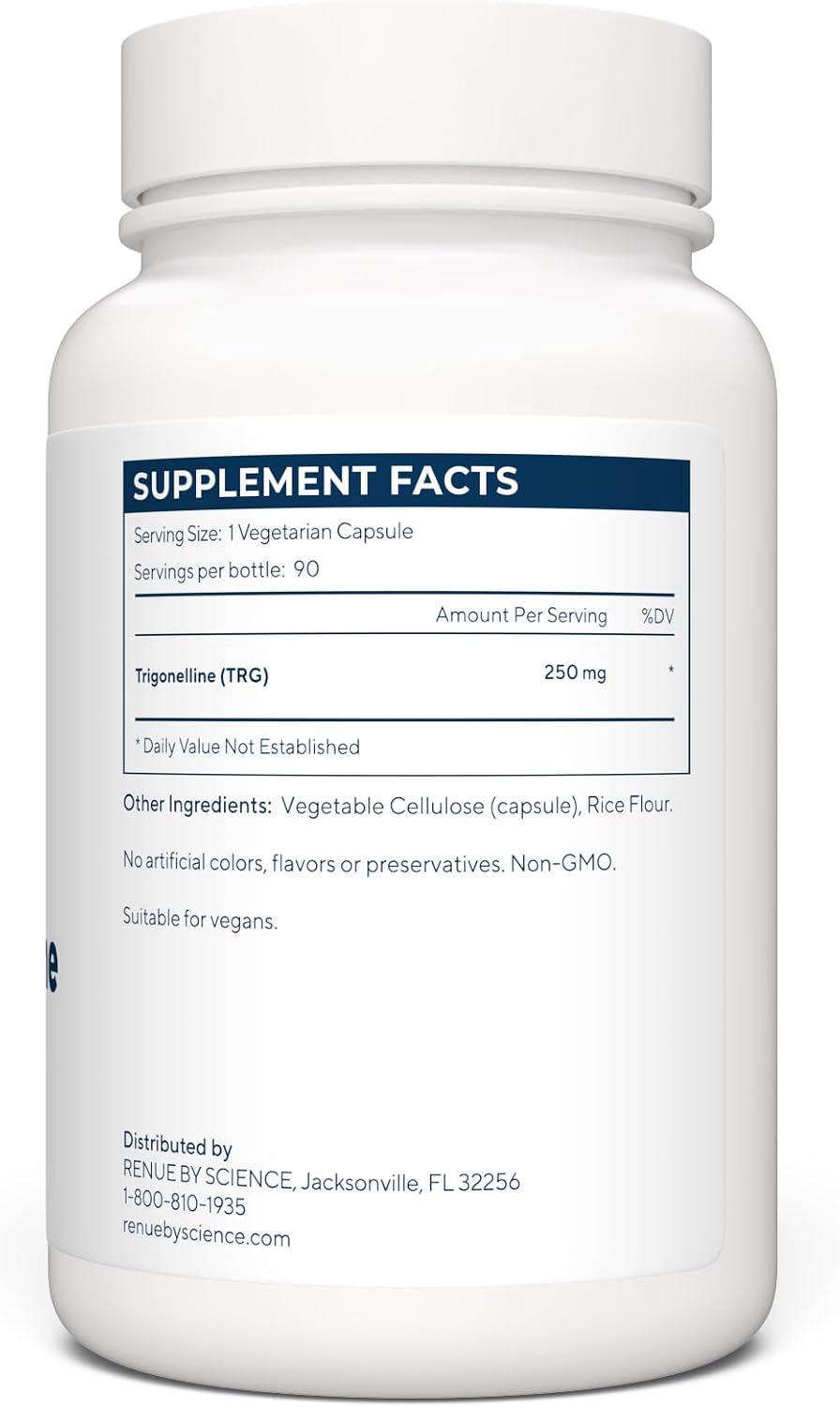 Renue By Science Trigonelline | High Strength Trigonelline TRG Methylated Niacin - 250mg Trigonilline Supplement Capsules | Non-GMO | Made in the USA & Third-Party Tested