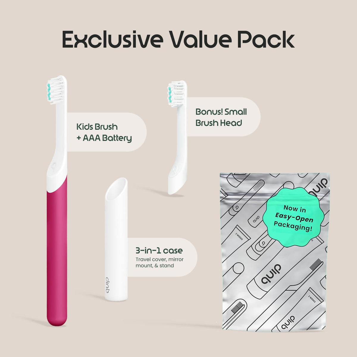 Quip Sonic Electric Toothbrush for Kids with Timer, Glow in the Dark Green