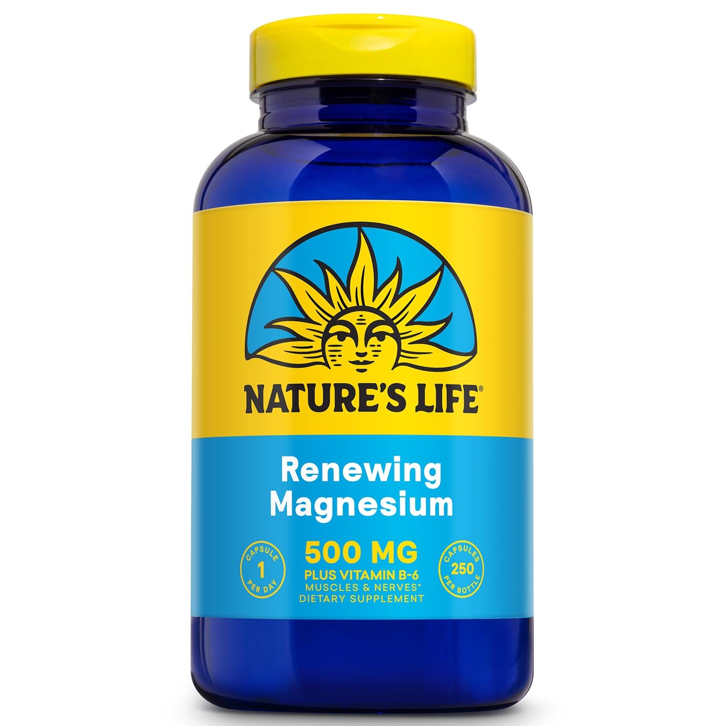 Nature’s Life Renewing Magnesium 500 mg - Magnesium Citrate, Magnesium Malate, Magnesium Oxide Plus Vitamin B-6 - Muscles and Nerves Support - Lab Verified - 275 Servings, 275 VegCaps