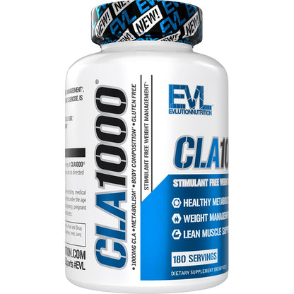 Evlution Conjugated Linoleic Acid CLA Supplement Nutrition Lean Muscle Mass Builder & Fat Burner for Men and Women - Stimulant-Free Safflower Based CLA 1000mg Blend Per Serving (90 Servings)