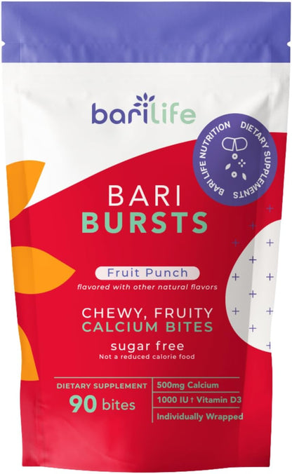 Bari Life Just One, Once Daily Bariatric Multivitamin with Iron (30 Tablets) and BariBurst Calcium Citrate Soft Chews for Gastric Bypass, Gastric Sleeve and Duodenal Switch (Fruit Punch)