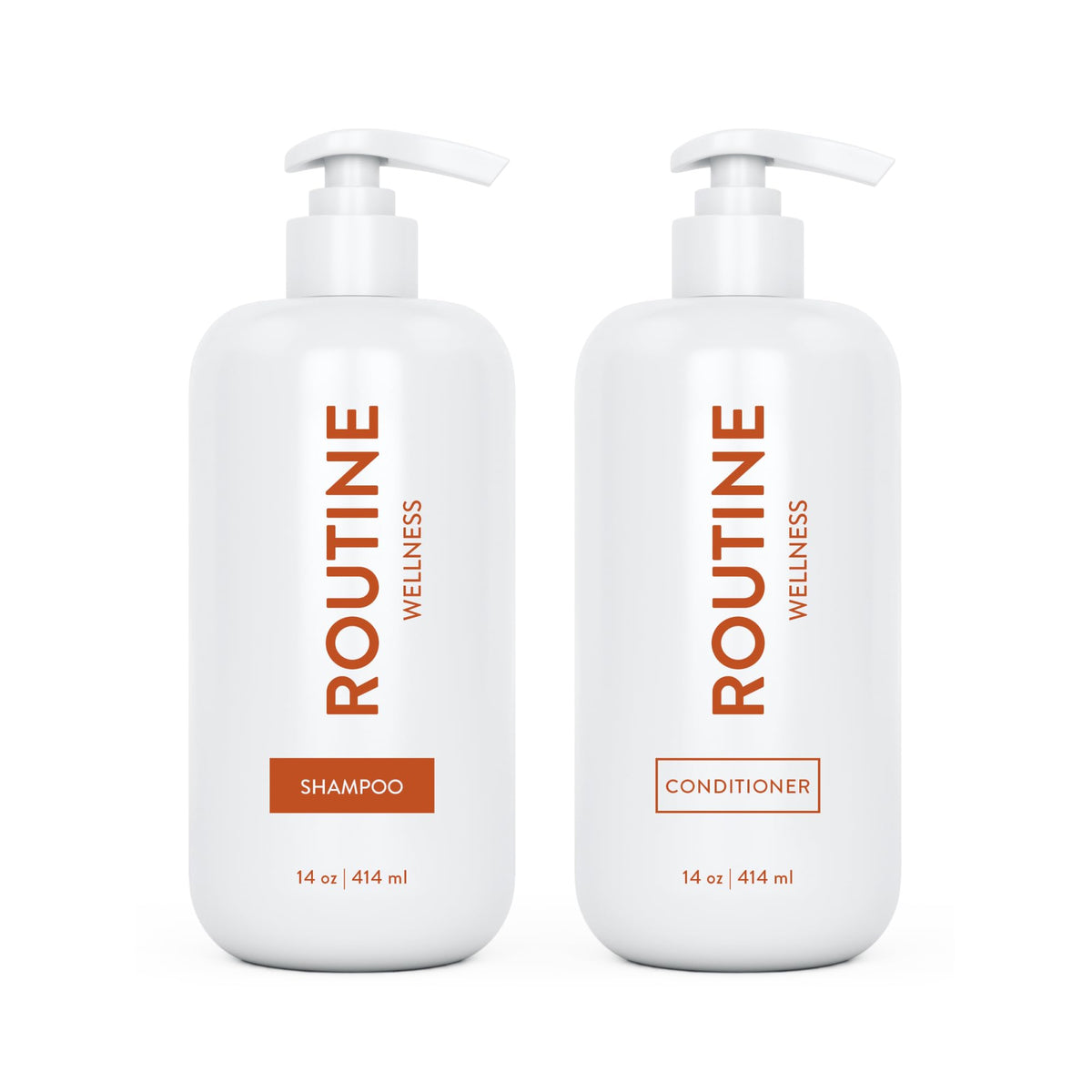 Routine Wellness Shampoo and Conditioner Set for Stronger Hair - Vegan, Clinically Tested 