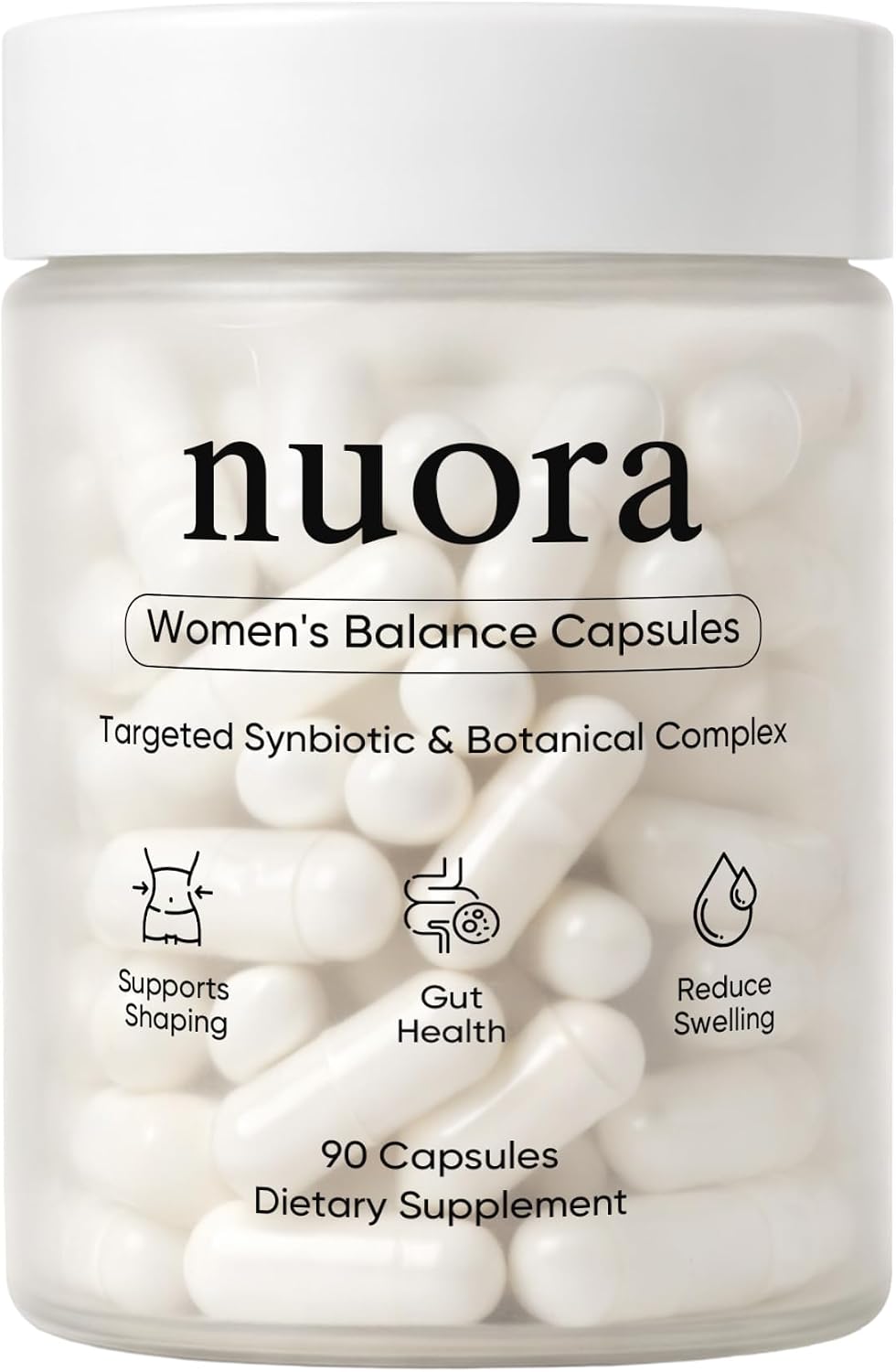 Nuora Gut Health Capsules with Berberine, Gut Biofilm Probiotic Ritual, Promotes Metabolism & Gut Health, Vegan, Non-GMO, for Women, 90 Capsule