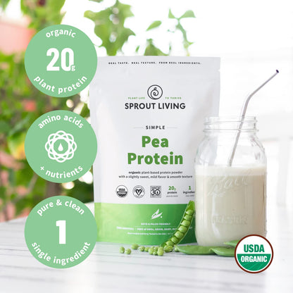 Sprout Living Organic Pumpkin Seed Protein Powder, Unflavored, 20 Grams of Plant Based Protein Powder Without Artificial Sweeteners, Non Dairy, Non-GMO, Vegan, Gluten Free (1 Pound, 14 Servings)