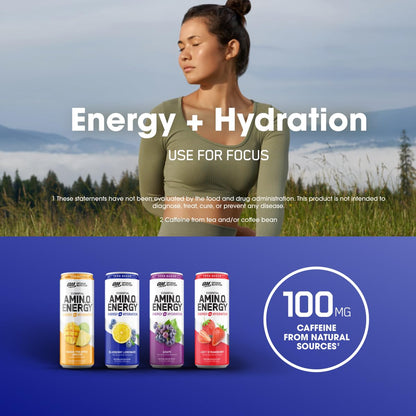 Optimum Nutrition Amino Energy Sparkling Hydration Drink, Electrolytes, Caffeine, Amino
