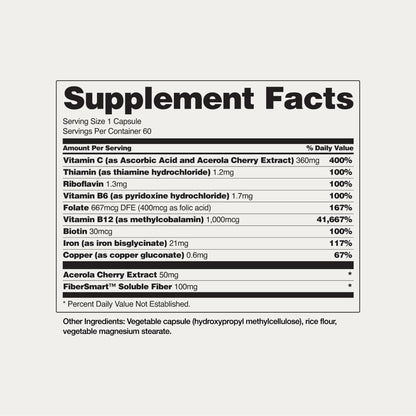 Snap Supplements Natural Iron Builder Supplements, 60 Vegan Capsules