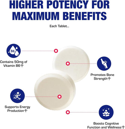 Calcium Magnesium B6 Supplement - Clinically Formulated Vitamin B6 50mg Complex for Energy Metabolism Krebs Cycle Heart Bone and Nerve Support with B1 B2 Niacin and Potassium (100 Servings)