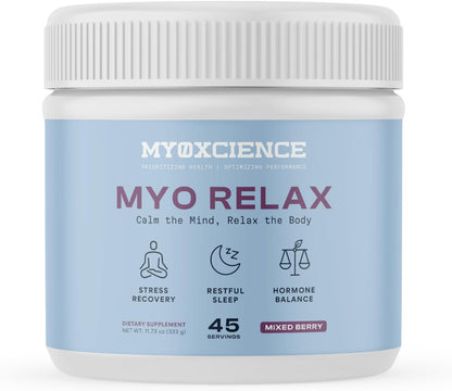 MYOXCIENCE Myo Relax & Calm | Myo-Inositol, L-Theanine, Taurine, Magnesium & GABA | Supports Sleep, Neurotransmitter & Hormone Support (Berry Flavor) (60 Servings)