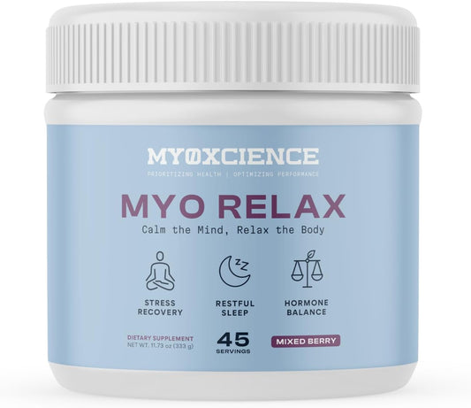 MYOXCIENCE Myo Relax & Calm | Myo-Inositol, L-Theanine, Taurine, Magnesium & GABA | Supports Sleep, Neurotransmitter & Hormone Support (Berry Flavor) (60 Servings)