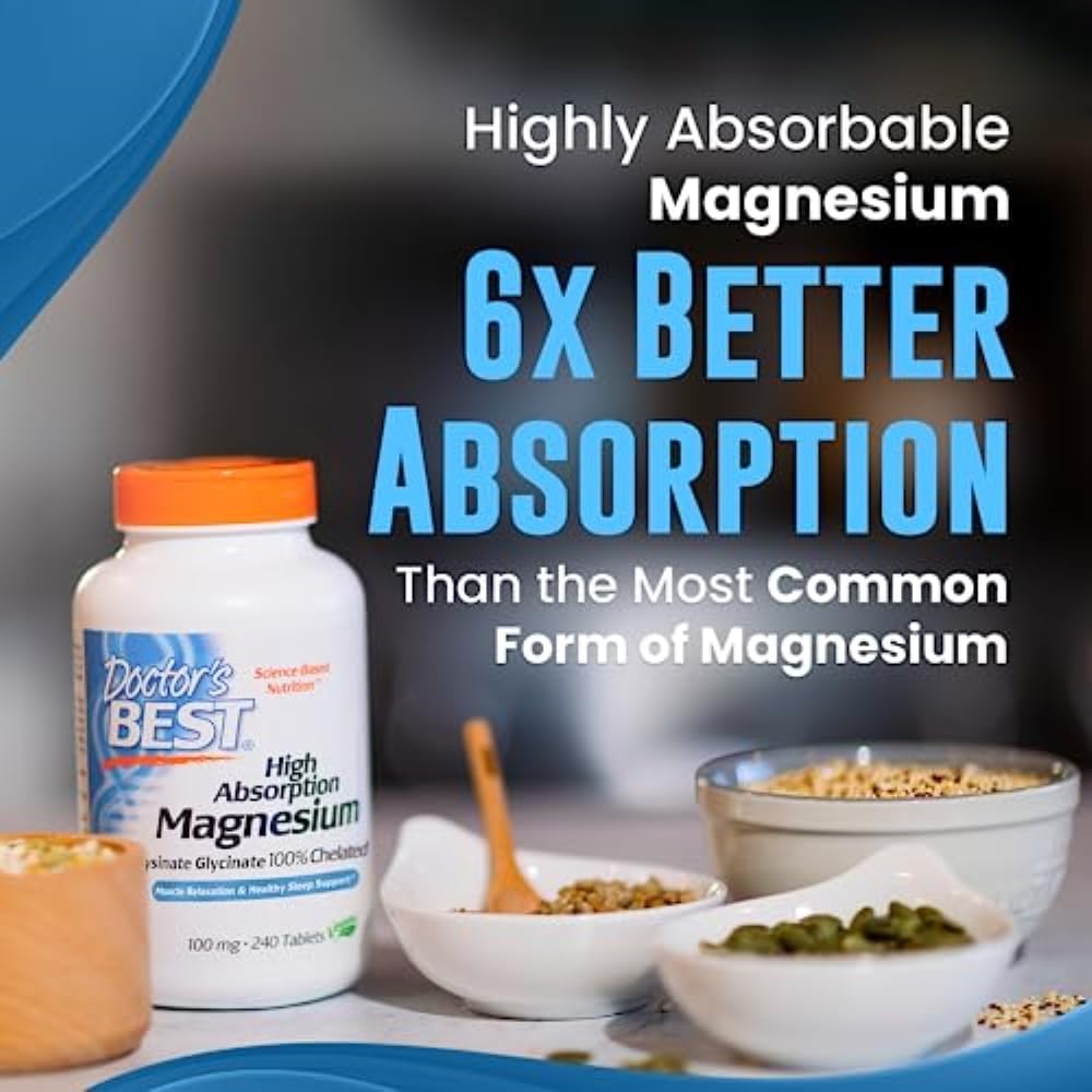 Doctor's Best High Absorption Magnesium Glycinate Lysinate, 100% Chelated, Non-GMO
