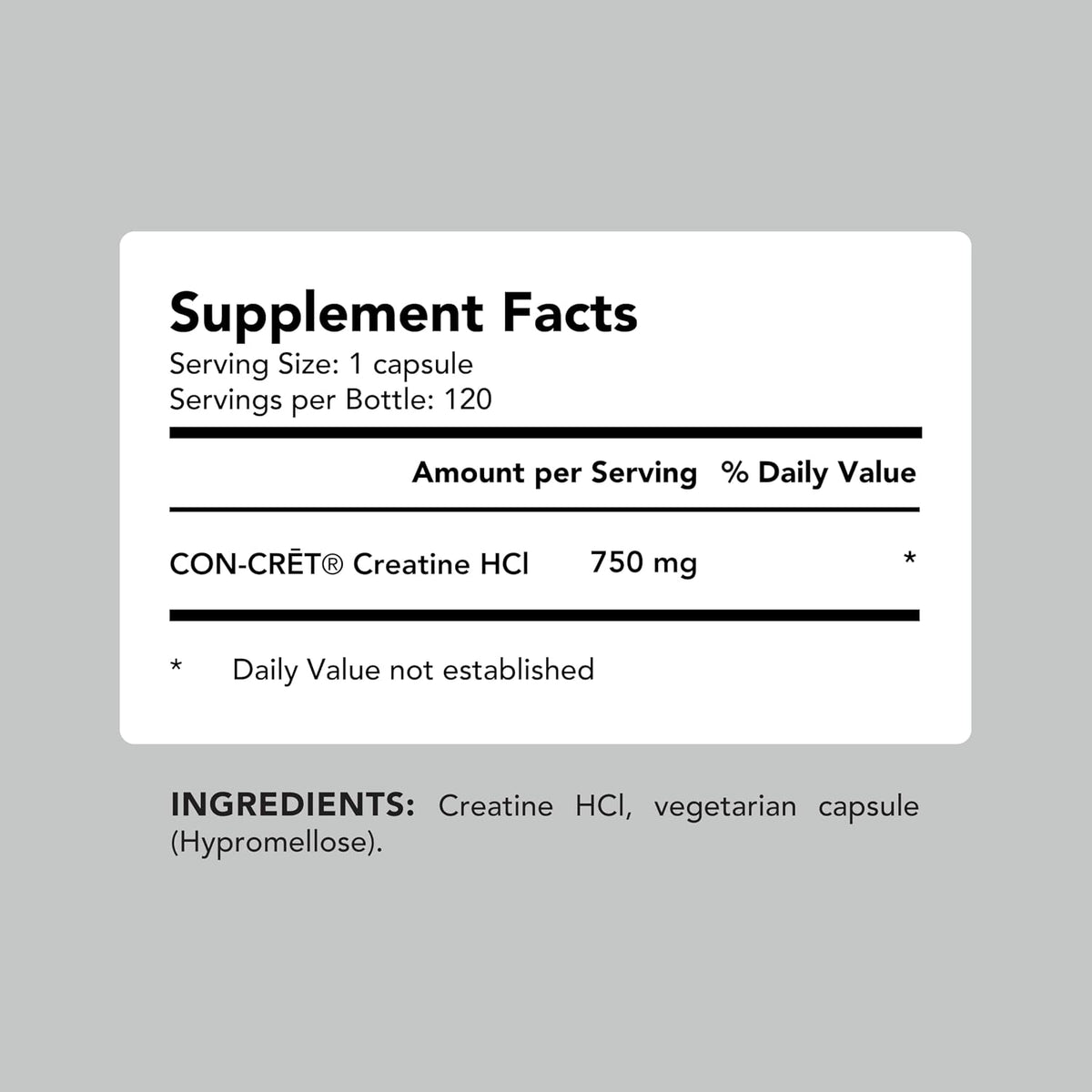 AMANDEAN Creatine HCl Capsules & Pills, CON-CRET, No Bloat, 750mg, 120ct