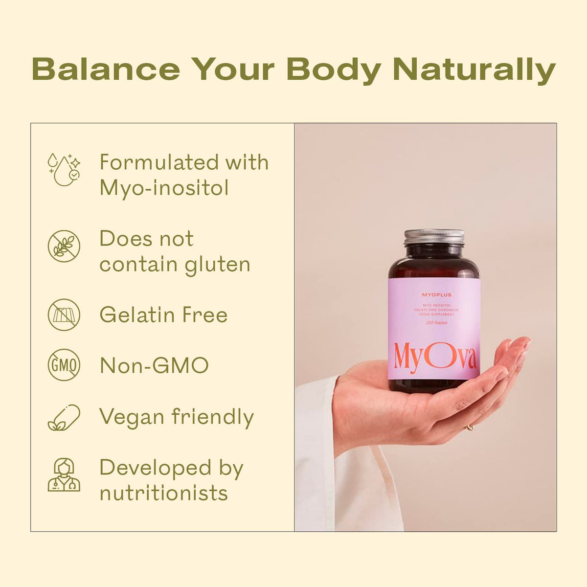 3 Pack of MyOva Myoplus - Natural Female Support Supplement for PCOS - 4000mg Myo