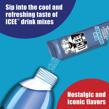 ICEE Singles To Go Variety Pack of 6-3 of Each - Cherry and Blue Raspberry - Zero Sugar Powdered Drink Mix - 6 Sticks Per Box - 36 Servings