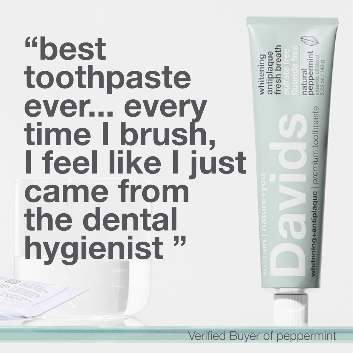 Davids Fluoride Free Toothpaste Teeth Whitening SLS Free Peppermint 5.25oz