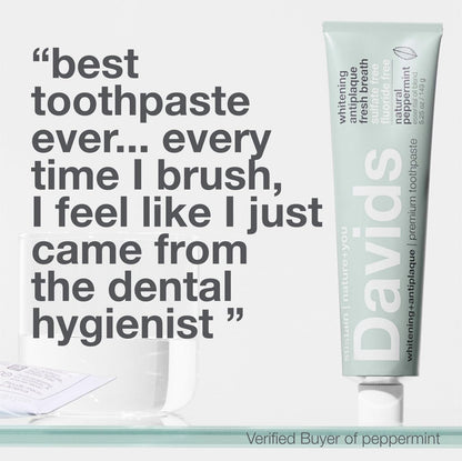 Davids Fluoride Free Toothpaste Teeth Whitening SLS Free Peppermint 5.25oz
