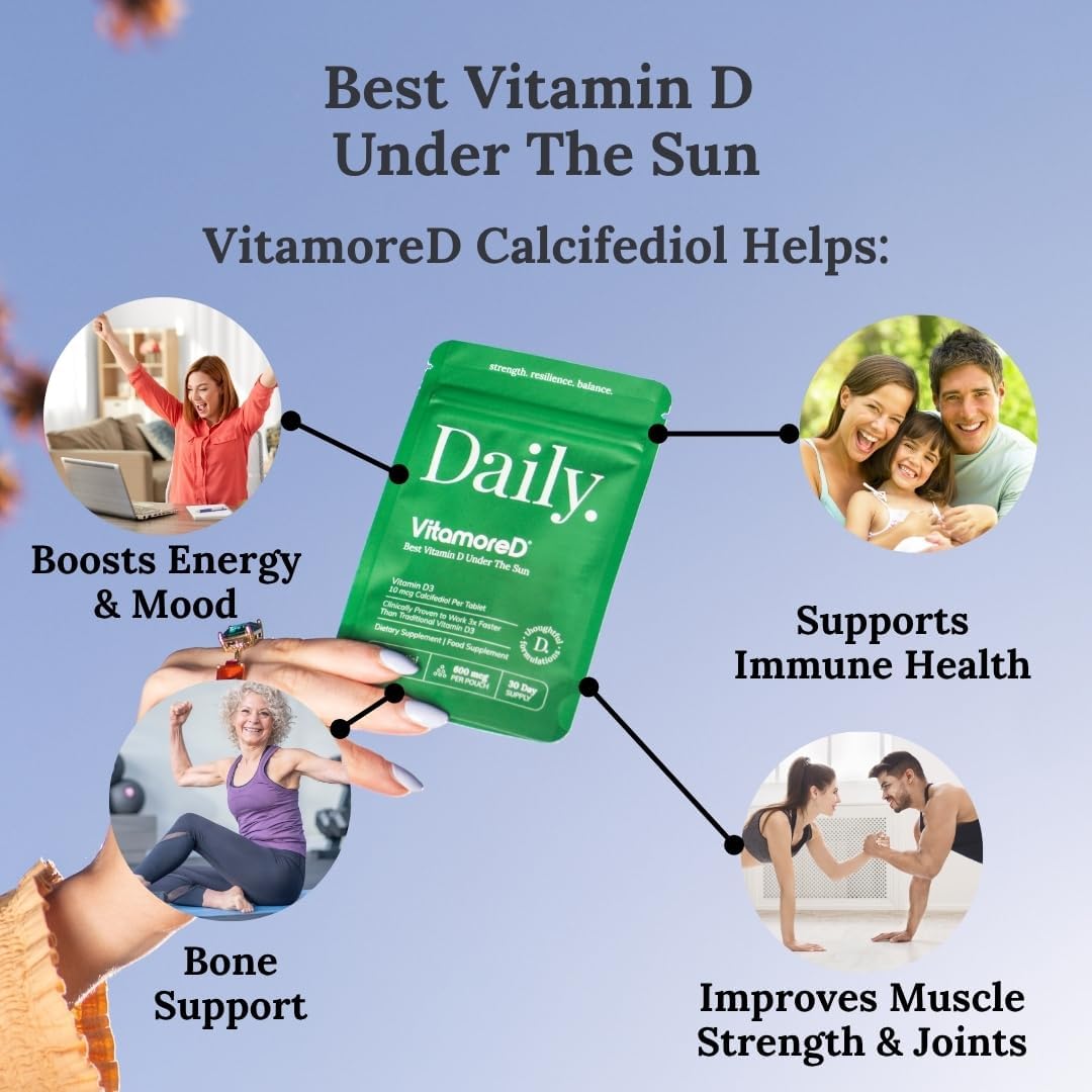 Vitamin D Calcifediol 10 mcg | Easy Swallow Tablets | Two-A-Day | 30 Day Supply | 60 Tablets
