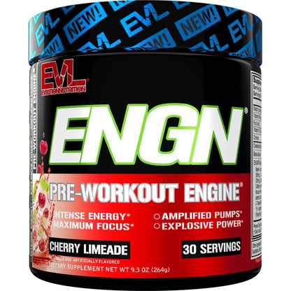 EVL Intense Pre Workout with Creatine - ENGN Energizing Pre Workout for Men Powder Drink for Lasting Energy Focus and Recovery - with Beta Alanine Caffeine and L Theanine - Blue Raz